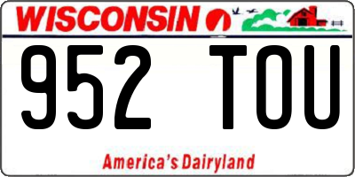 WI license plate 952TOU