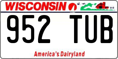 WI license plate 952TUB