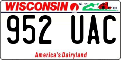 WI license plate 952UAC