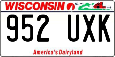 WI license plate 952UXK