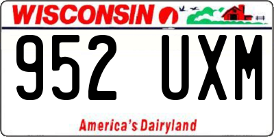 WI license plate 952UXM