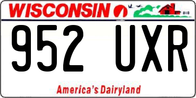 WI license plate 952UXR