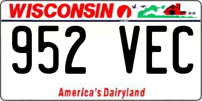 WI license plate 952VEC
