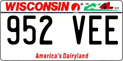 WI license plate 952VEE