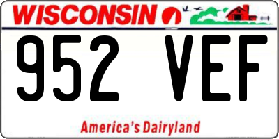 WI license plate 952VEF