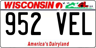 WI license plate 952VEL