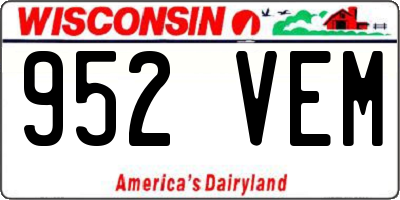 WI license plate 952VEM