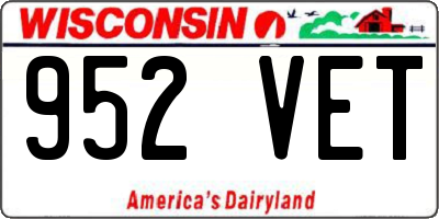 WI license plate 952VET