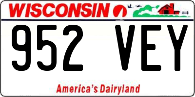 WI license plate 952VEY