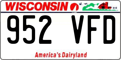 WI license plate 952VFD