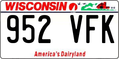WI license plate 952VFK