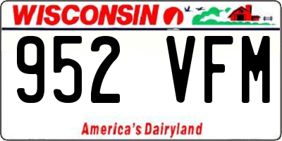 WI license plate 952VFM