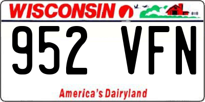 WI license plate 952VFN