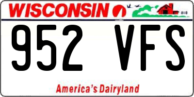 WI license plate 952VFS
