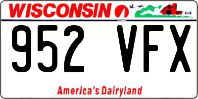 WI license plate 952VFX