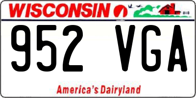 WI license plate 952VGA