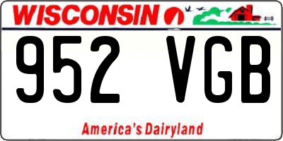 WI license plate 952VGB