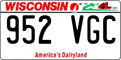 WI license plate 952VGC