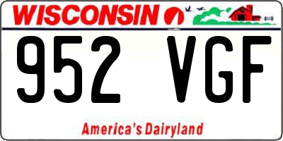 WI license plate 952VGF