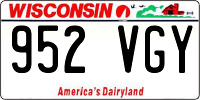 WI license plate 952VGY