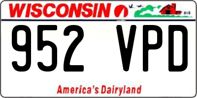 WI license plate 952VPD
