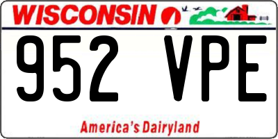 WI license plate 952VPE