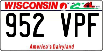 WI license plate 952VPF