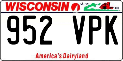 WI license plate 952VPK