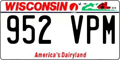 WI license plate 952VPM