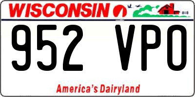 WI license plate 952VPO