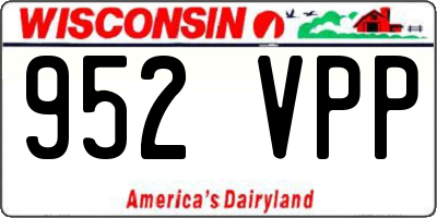 WI license plate 952VPP