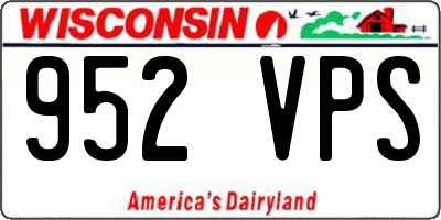 WI license plate 952VPS