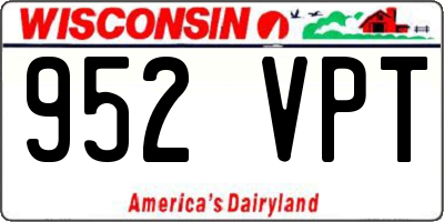 WI license plate 952VPT