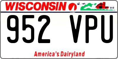 WI license plate 952VPU