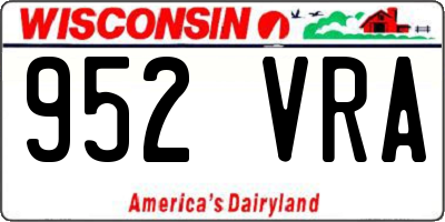 WI license plate 952VRA