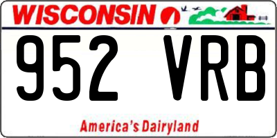 WI license plate 952VRB