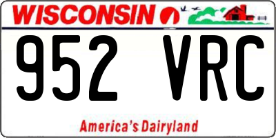 WI license plate 952VRC