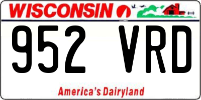 WI license plate 952VRD