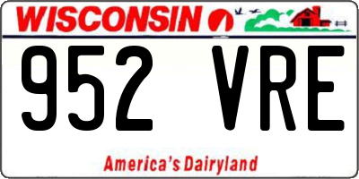 WI license plate 952VRE