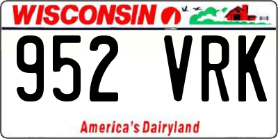 WI license plate 952VRK