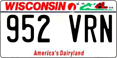 WI license plate 952VRN