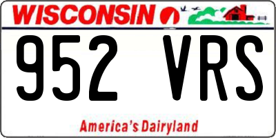 WI license plate 952VRS