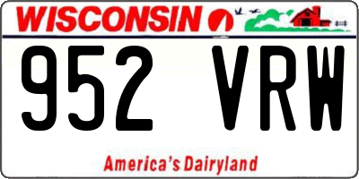 WI license plate 952VRW