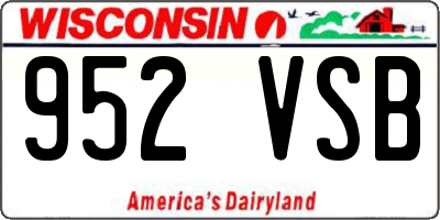 WI license plate 952VSB