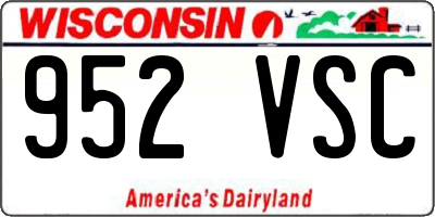 WI license plate 952VSC