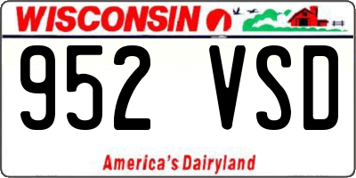 WI license plate 952VSD
