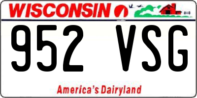 WI license plate 952VSG