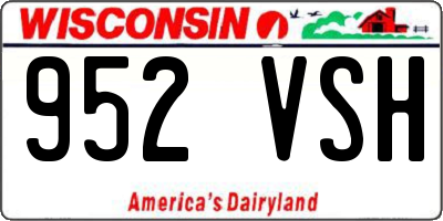 WI license plate 952VSH