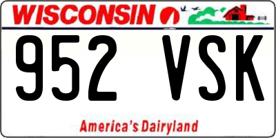 WI license plate 952VSK
