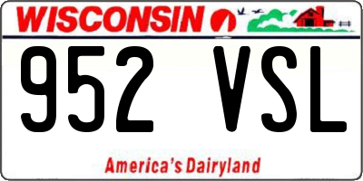 WI license plate 952VSL